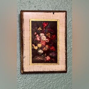 Vintage Still Life Floral Print Gold Gilt Italy Jan Van Eyck